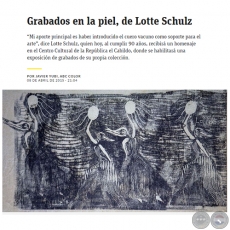 GRABADOS EN LA PIEL, DE LOTTE SCHULZ - Por JAVIER YUBI - Miércoles, 08 de Abril de 2015